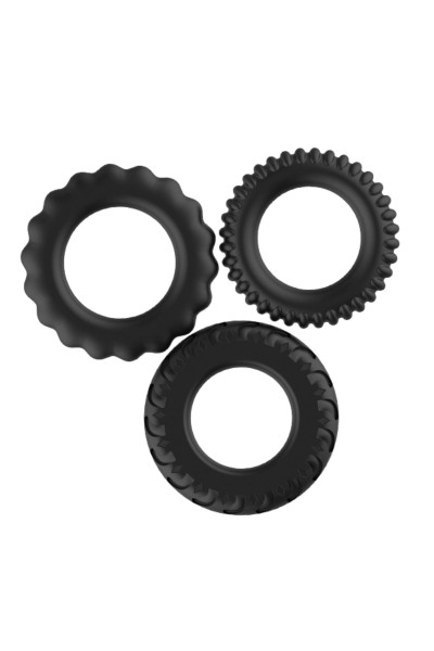 Titan, lot de 3 cockrings noir