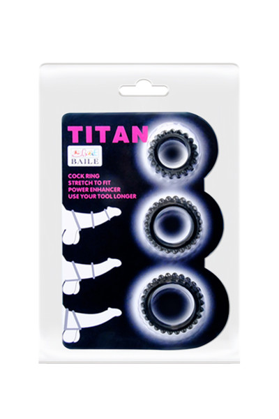 Titan, lot de 3 cockrings noir