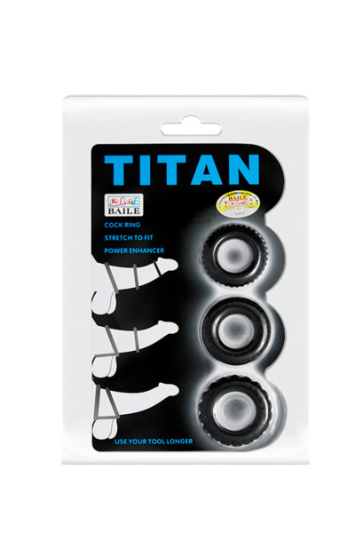 Titan, lot de 3 cockrings noir