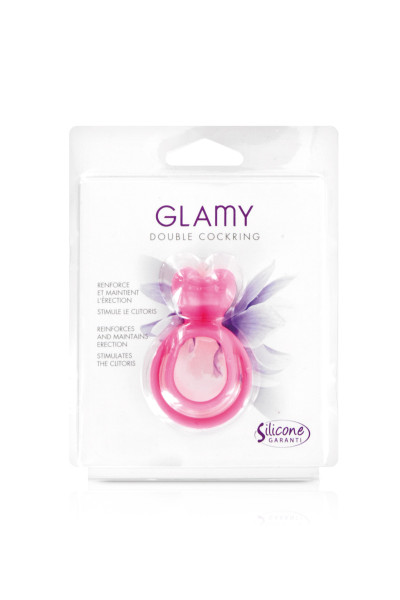 Glamy double cockring pink